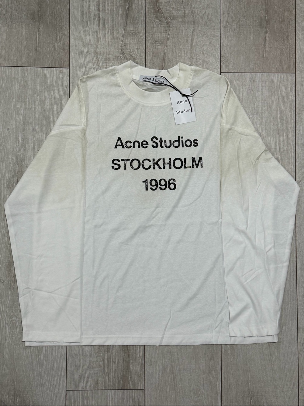 Acne Studios White Long-Sleeve Tee with Black Chest Print